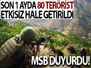 MSB: “Son 1 ayda toplam 31 operasyon icra edilmiş, 80 terörist etkisiz hale getirilmiştir”