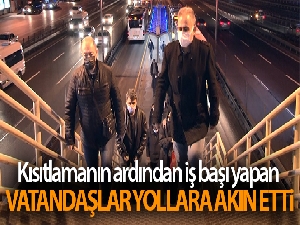 Kısıtlamanın ardından iş başı yapan vatandaşlar yollara akın etti