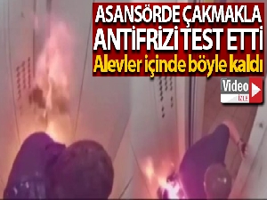 Rusya'da asansörde çakmakla antifrizi test eden adam alevler içinde kaldı