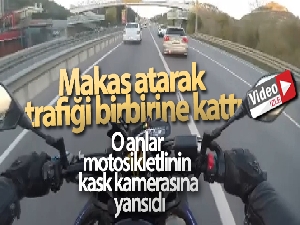 Makas atarak trafiği birbirine katan otomobil kamerada