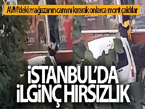 AVM'deki mağazanın camının kırarak onlarca mont çaldılar