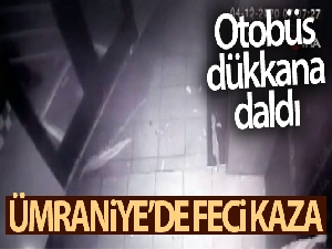Ümraniye'de otobüs kazası güvenlik kamerasında