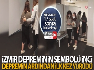 İzmir depreminin sembolü İnci depremin ardından ilk kez yürüdü