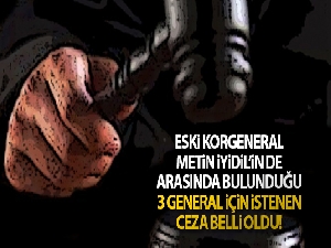 Eski Korgeneral Metin İyidil'in de arasında bulunduğu 3 general için istenen ceza belli oldu