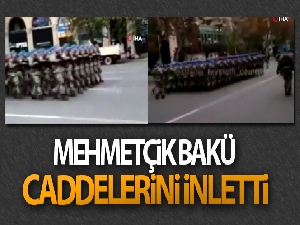 Türk askeri 10 Aralık Zafer Töreni için Azerbaycan'da