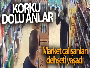 İstanbul'da market çalışanının dehşeti yaşadığı soygun girişimi kamerada