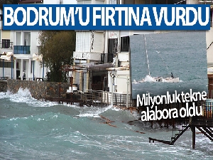 Bodrum'da çıkan fırtına milyonluk tekneyi alabora etti