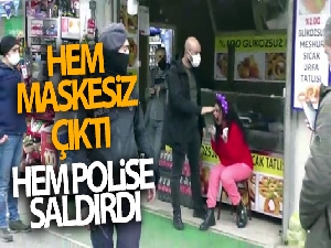 Bursa'da maskesiz kadın önce polise saldırdı, ardından çığlık atarak kaçmaya başladı