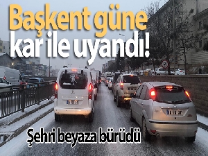 Başkent güne kar ile uyandı