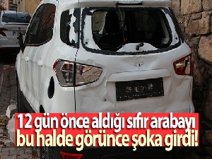 12 gün önce aldığı sıfır arabayı bu halde görünce şoka girdi