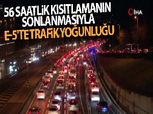 56 saatlik kısıtlamanın sonlanmasıyla E-5'te trafik yoğunluğu