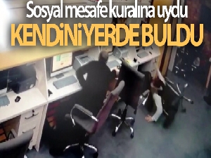 Sosyal mesafe kuralına uydu, kendini yerde buldu