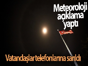 Ay halesi oluştu, vatandaşlar telefonlarına sarıldı