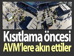 Alışveriş merkezi önünde yılbaşı kuyruğu havadan görüntülendi