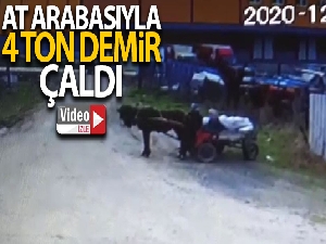 At arabasıyla 4 ton demirin çalındığı anlar kamerada