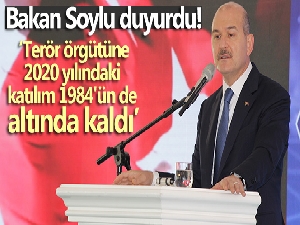 Bakan Soylu duyurdu: Terör örgütüne 2020 yılındaki katılım 1984'ün de altında kaldı