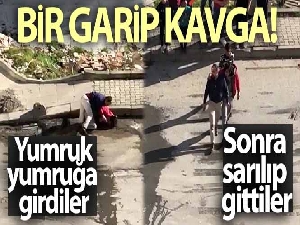 Arnavutköy'de bir garip kavga kamerada