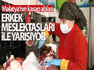 Kadın kasap erkek meslektaşları ile yarışıyor