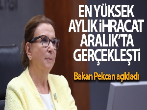 Ticaret Bakanı Ruhsar Pekcan: En yüksek aylık ihracat, 2020 yılı Aralık ayında 17,8 milyar dolar olarak gerçekleşmiştir'