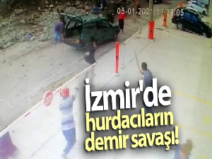 İzmir'de hurdacıların demir savaşı: Enkaz başında taşlı sopalı kavga kamerada