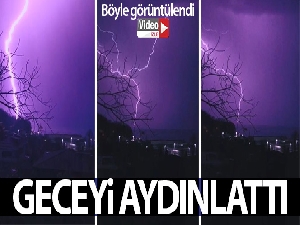 Artvin'de yıldırımın düşme anı görüntülendi