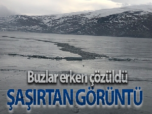 Çıldır Gölü'nde şaşırtan görüntü