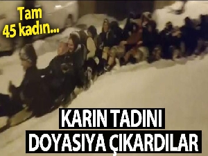 Bursa'da kar çılgınlığı! 45 kadın aynı anda böyle kaydı