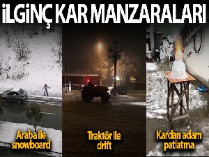 Bursa'da ilginç kar manzaraları...