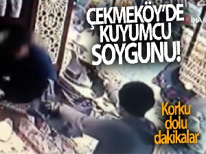 Çekmeköy'de kuyumcuda silahlı gasp kamerada