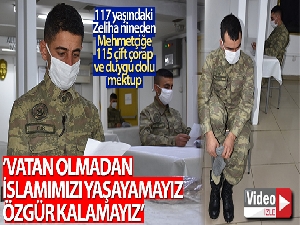 117 yaşındaki Zeliha nineden Mehmetçiğe 115 çift çorap