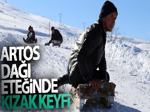 Artos Dağı eteğinde kızak keyfi