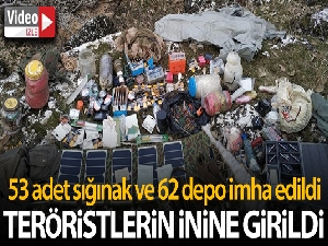 Eren-5 operasyonunda 53 adet sığınak ve 62 depo kullanılamaz hale getirildi