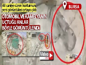 Bursa'da lodosun uçurduğu otomobil ve kamelya kameralara yansıdı