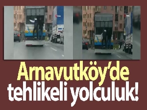 Arnavutköy'de tehlikeli yolculuk kamerada