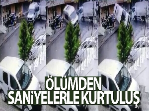 İstanbul'da ölümden saniyelerle kurtuluş kamerada