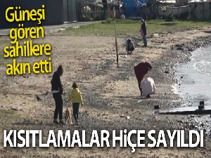 Güneşi gören İstanbullular sahile akın etti kısıtlama dikkate alınmadı