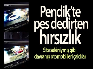 Pendik'te pes dedirten hırsızlık kamerada...Site sakiniymiş gibi davranıp otomobilleri çaldılar