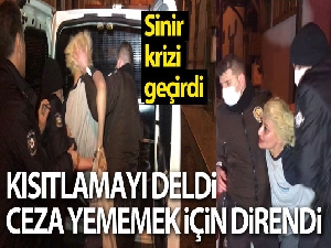 Kısıtlamayı delen genç kadın, polise kimlik vermemek için böyle direndi