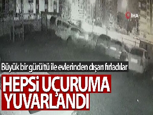 İstinat duvarı yıkıldı araçlar uçuruma yuvarlandı