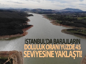 İstanbul'da barajların doluluk oranı yüzde 45 seviyesine yaklaştı