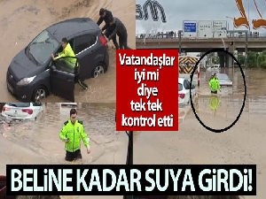 Selin vurduğu İzmir'de polis beline kadar suya girdi, herkesin takdirini topladı