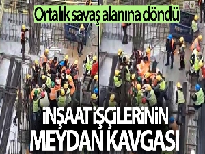Ataşehir'de inşaat işçileri arasındaki meydan dayağı kamerada