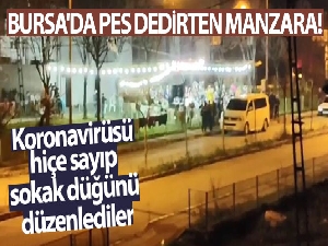 Koronavirüsü hiçe sayıp sokak düğünü düzenlediler