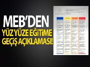 MEB yüz yüze eğitim takvimini açıkladı