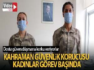 Kahraman güvenlik korucusu kadınlar görev başında