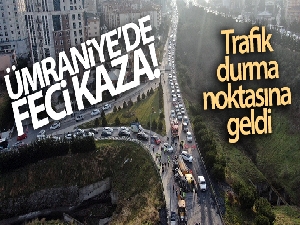 Ümraniye'de beton yüklü kamyon devrildi: Trafik durma noktasına geldi