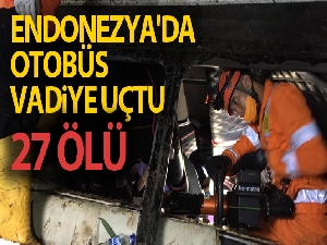 Endonezya'da otobüs vadiye uçtu: 27 ölü