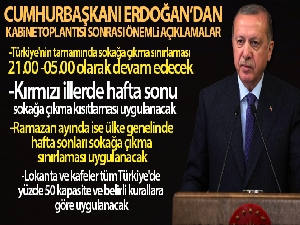 Cumhurbaşkanı Erdoğan, yeni kısıtlamaları açıkladı