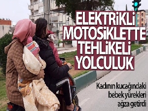 Elektrikli motosiklette tehlikeli yolculuk