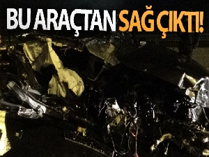 Hurdaya dönen araçtan burnu bile kanamadan çıktı!